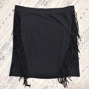 🌟2 for $10 Express Chic Black Fringe Mini Skirt Edgy Western Goth Date Night S